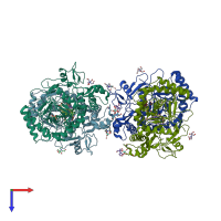 PDB entry 6av6 coloured by chain, top view.