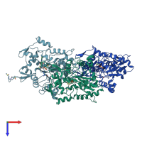 PDB entry 6avb coloured by chain, top view.