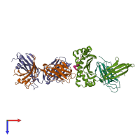 PDB entry 6avf coloured by chain, top view.