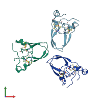 PDB entry 6avj coloured by chain, front view.