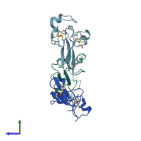 PDB entry 6avj coloured by chain, side view.