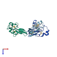 PDB entry 6avj coloured by chain, top view.