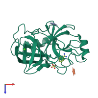 PDB entry 6avl coloured by chain, top view.