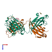 PDB entry 6avn coloured by chain, top view.