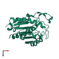 PDB entry 6avv coloured by chain, top view.