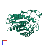 PDB entry 6avw coloured by chain, top view.