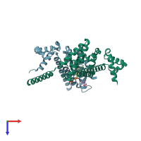 PDB entry 6awl coloured by chain, top view.