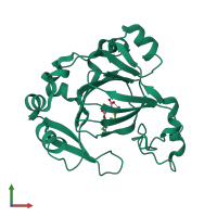 PDB entry 6ax3 coloured by chain, front view.