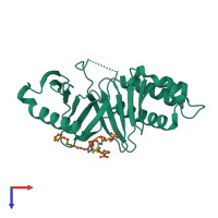 PDB entry 6ax4 coloured by chain, top view.