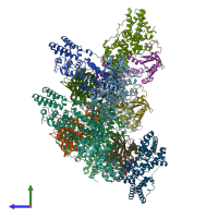 PDB entry 6axf coloured by chain, side view.