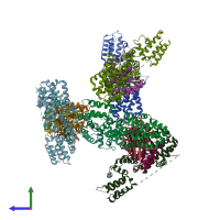 PDB entry 6axg coloured by chain, side view.