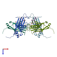 PDB entry 6axj coloured by chain, top view.