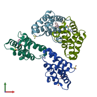 PDB entry 6axq coloured by chain, front view.