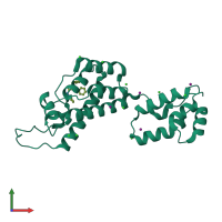 PDB 6axv coloured by chain and viewed from the front.