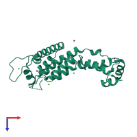 PDB entry 6axx coloured by chain, top view.