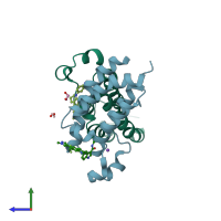 PDB entry 6ay3 coloured by chain, side view.