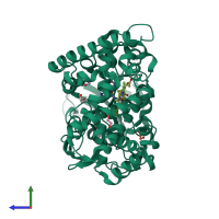 PDB entry 6ay4 coloured by chain, side view.