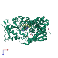 PDB entry 6ay4 coloured by chain, top view.