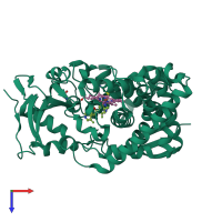 PDB entry 6ay6 coloured by chain, top view.