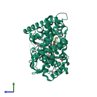 PDB entry 6ayb coloured by chain, side view.