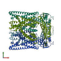 PDB entry 6aye coloured by chain, front view.