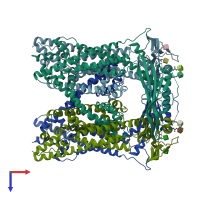 PDB entry 6ayf coloured by chain, top view.