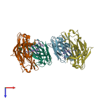 PDB entry 6ayn coloured by chain, top view.