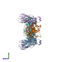 PDB entry 6ayz coloured by chain, side view.