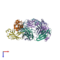 PDB entry 6az2 coloured by chain, top view.