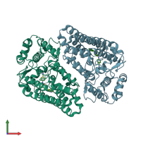 PDB entry 6azw coloured by chain, front view.
