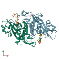 PDB entry 6b09 coloured by chain, front view.