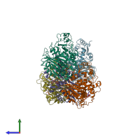 PDB entry 6b0c coloured by chain, side view.