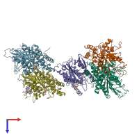 PDB entry 6b0c coloured by chain, top view.