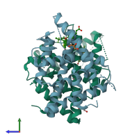 PDB entry 6b0f coloured by chain, side view.