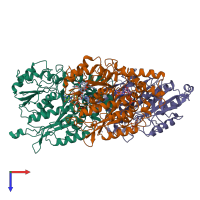 PDB entry 6b0l coloured by chain, top view.