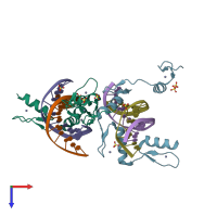 PDB entry 6b0q coloured by chain, top view.
