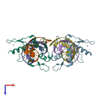 PDB entry 6b0r coloured by chain, top view.