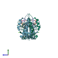 PDB entry 6b0v coloured by chain, side view.