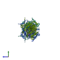 PDB entry 6b0z coloured by chain, side view.
