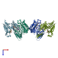 PDB entry 6b0z coloured by chain, top view.