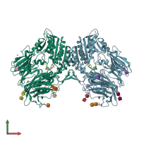 PDB entry 6b1e coloured by chain, front view.