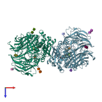 PDB entry 6b1e coloured by chain, top view.