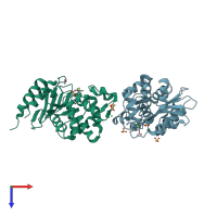 PDB entry 6b1h coloured by chain, top view.