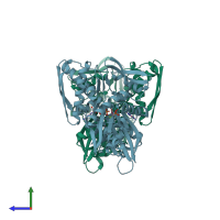 PDB entry 6b1i coloured by chain, side view.