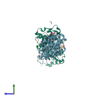 PDB entry 6b1j coloured by chain, side view.