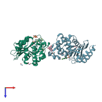 PDB entry 6b1j coloured by chain, top view.