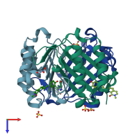 PDB entry 6b1k coloured by chain, top view.