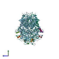 PDB entry 6b1o coloured by chain, side view.