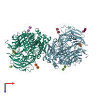 PDB entry 6b1o coloured by chain, top view.