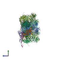 PDB entry 6b1t coloured by chain, side view.